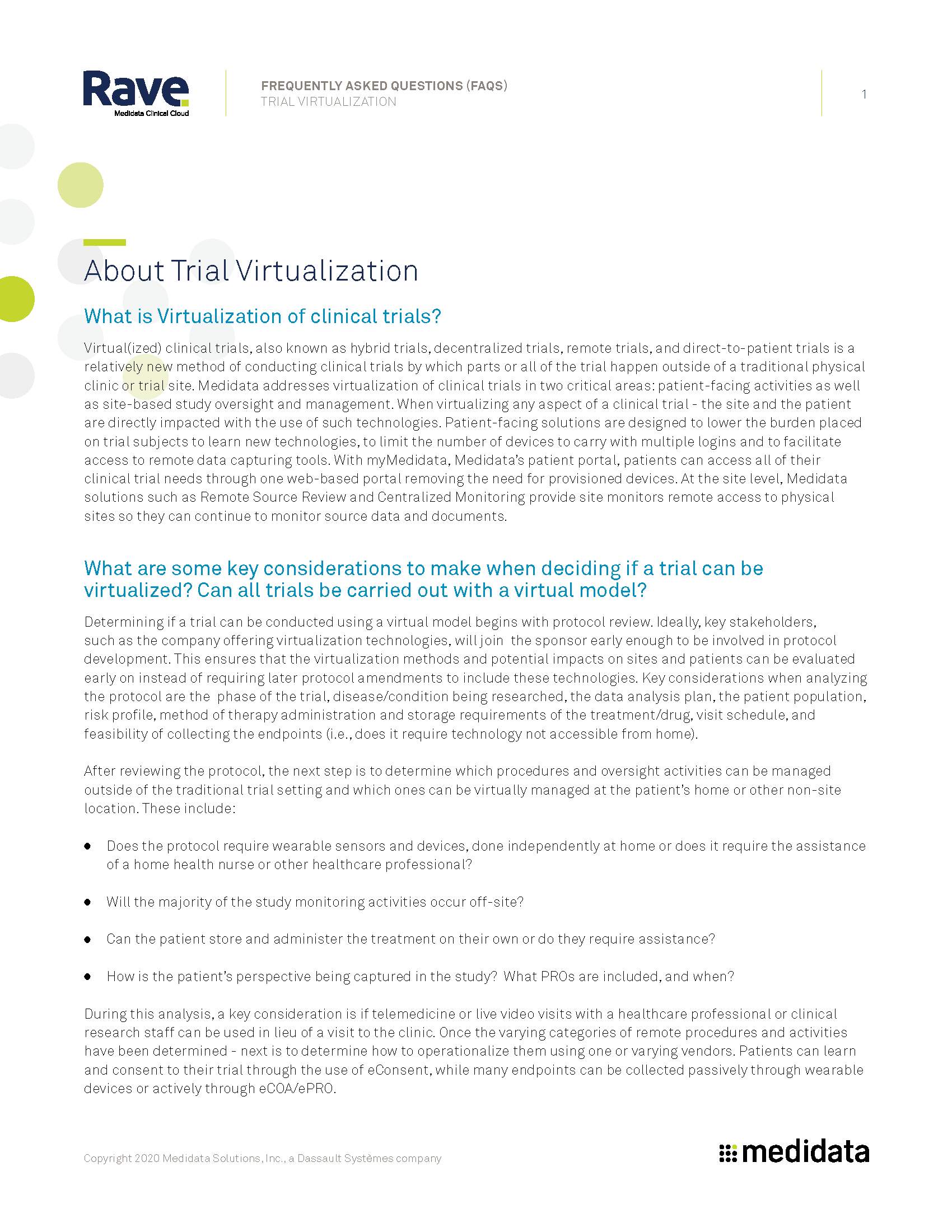 Virtualization of Trials FAQ