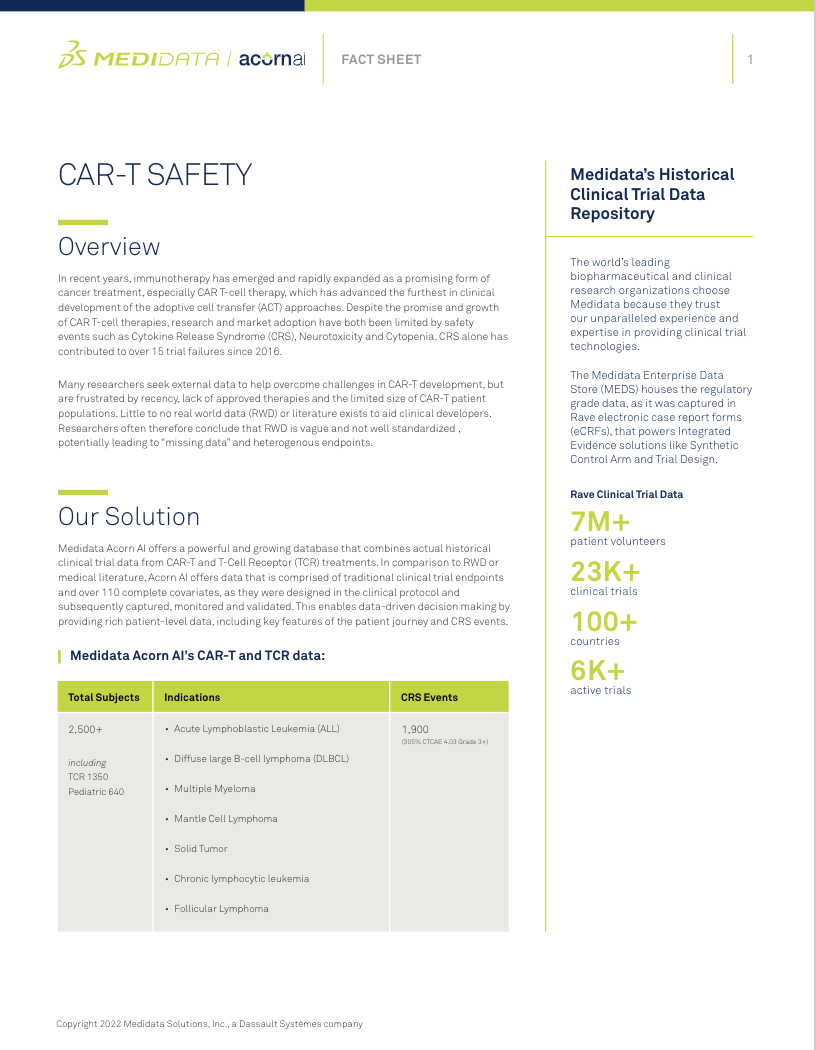 Medidata CAR-T細胞療法の安全性 ファクトシート