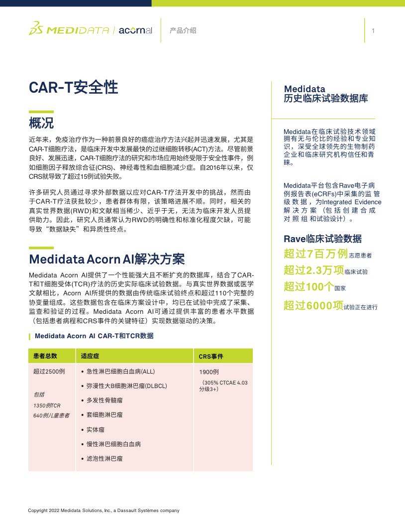 Medidata CAR-T 试验安全性